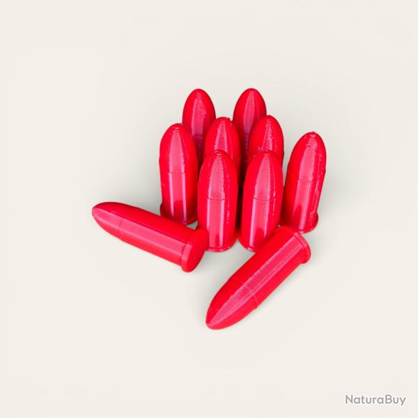 10 Cartouches Amortisseur/Manipulation Rouge en 38 short colt - Made in France