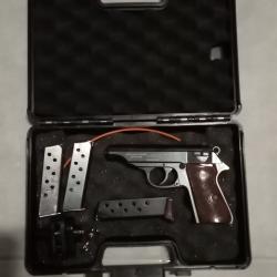 Pistolet Walther PP Cal.7.65 mm , Manurhin , 3 Chargeurs , Malette de Rangement , verrou de pontet