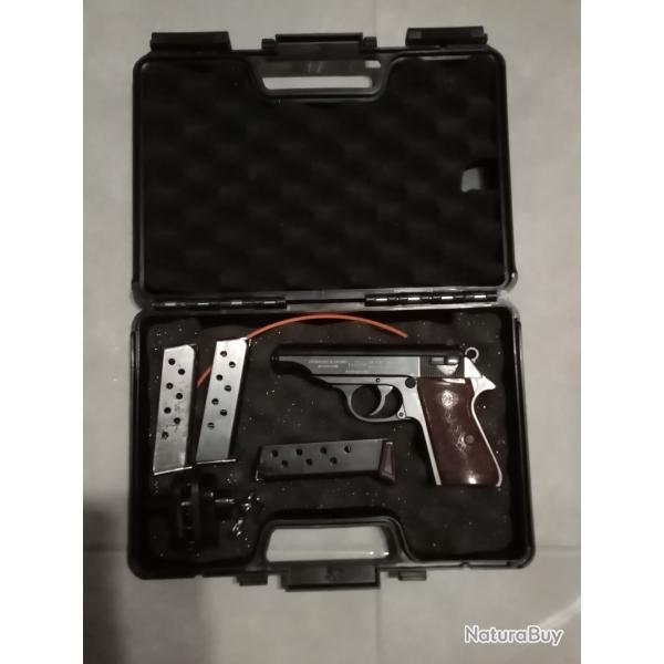 Pistolet Walther PP Cal.7.65 mm , Manurhin , 3 Chargeurs , Malette de Rangement , verrou de pontet