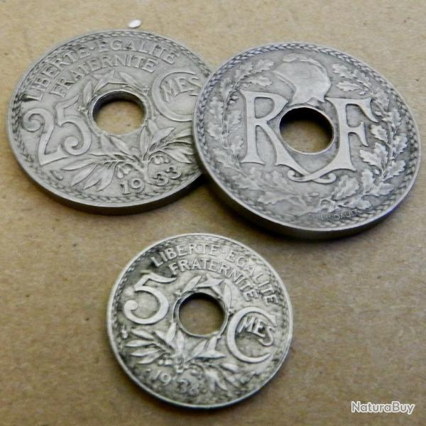 Lot de 3 pi�ces Lindauer - Ann�es 1930 - Pi�ces fran�aises anciennes