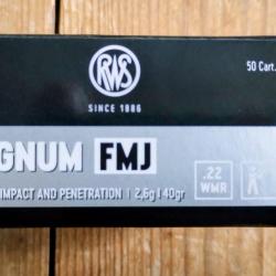 LOT 100 pcs .22 wmr RWS 40gr fmj
