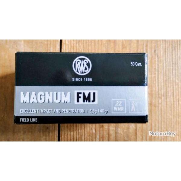 LOT 100 pcs .22 wmr RWS 40gr fmj