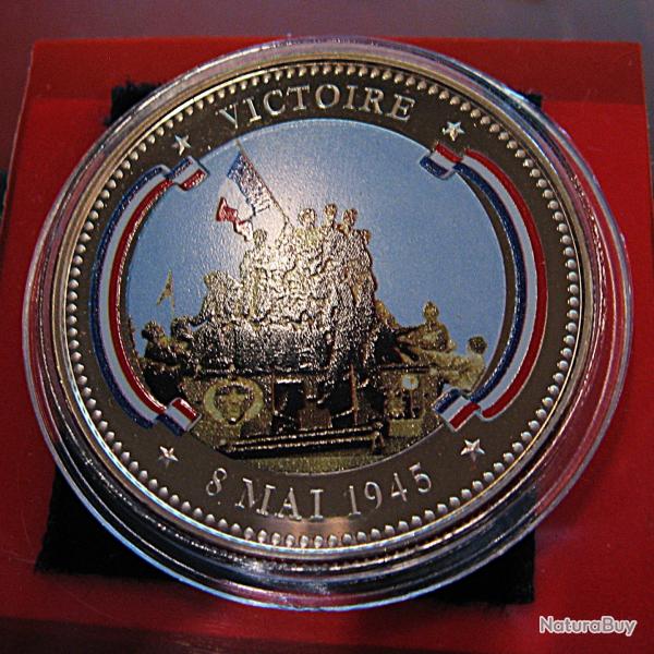 m�daille coloris�e "tresor du patrimoine " Victoire  du 8 mai 1945 sous capsule sup