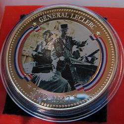 m&eacute;daille coloris&eacute;e "tresor du patrimoine "  General Leclerc 1902-1947 sous capsule sup
