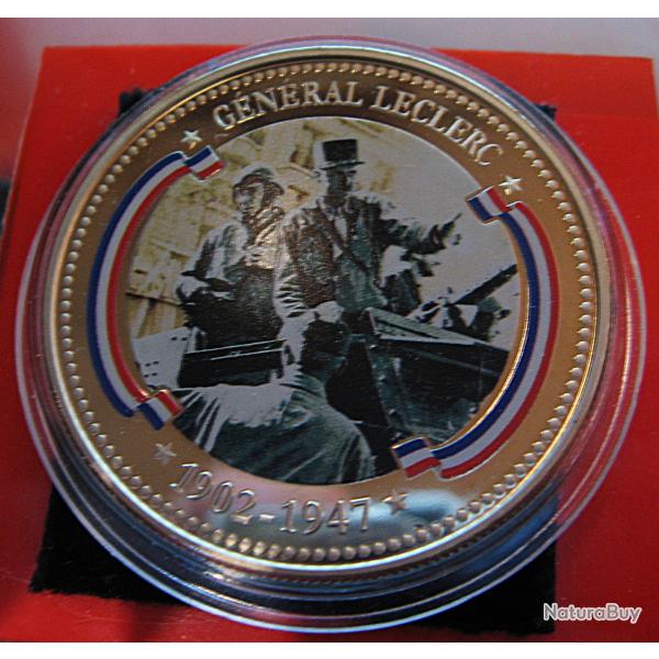 m�daille coloris�e "tresor du patrimoine "  General Leclerc 1902-1947 sous capsule sup