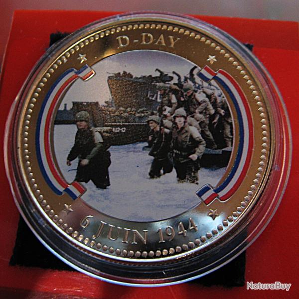 m�daille coloris�e "tresor du patrimoine " D.DAY d�barquement 1944 " sous capsule sup
