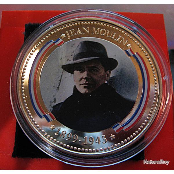 m�daille coloris�e "tresor du patrimoine " Jean Moulin 1899-1943  sous capsule sup