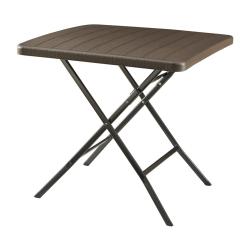 Table de camping pliante 78 x 78 x 74 cm effet bois marron 03_0011000
