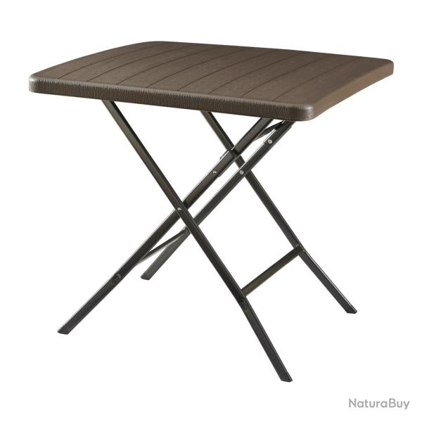 Table de camping pliante 78 x 78 x 74 cm effet bois marron 03_0011000