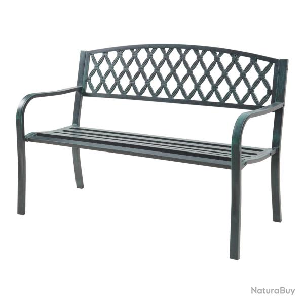 Banc de jardin 127 x 53,5 x 88 cm acier gris fonc� avec patine verte 03_0008961