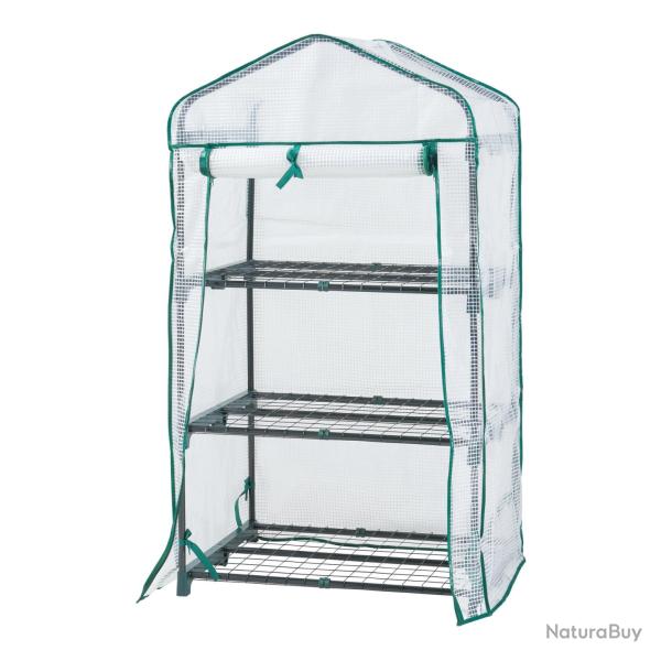 Serre de jardin � 3 niveaux 125 x 69 x 49 cm blanc 03_0010539