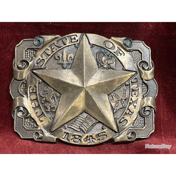 Joli boucle de ceinture en laiton the stage of texas 1845 en laiton fabriqu� en oklahoma usa