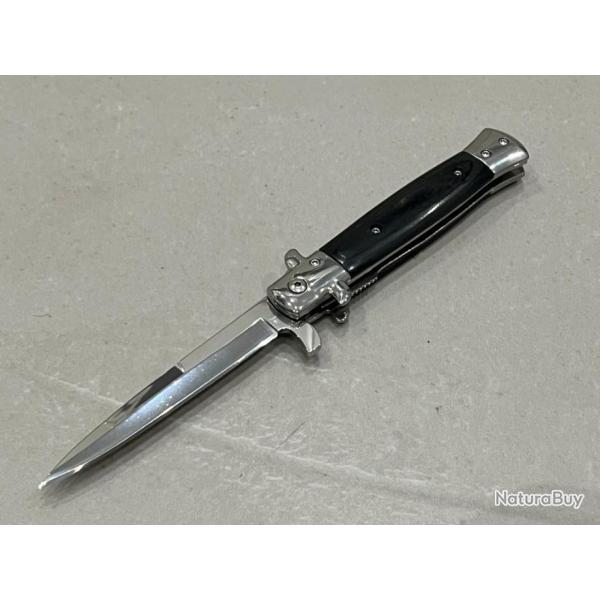 Stiletto Couteau ouverture assist�e Mafia Milano Lame Acier 440 Manche Abs noir ench�re