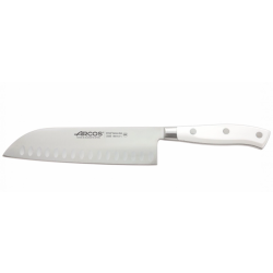 Arcos Couteau Santoku Riviera Blanc 18cm - Lame Forg&eacute;e NITRUM&reg; & Manche Bactiproof