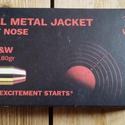 .40 S&W GECO 180gr flat nose FMJ boite 50