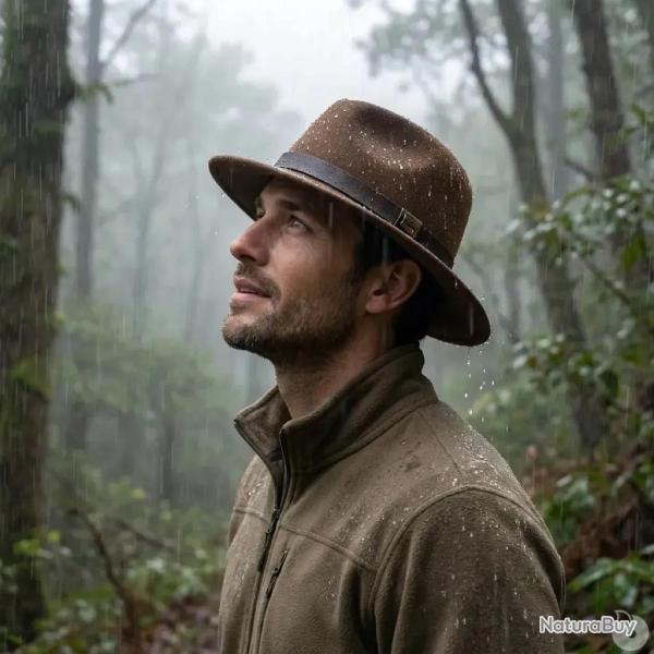 Chapeau Woolchap r�glable feutre laine d�perlante maron M � XL L