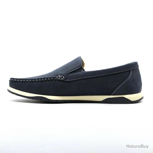 Chaussures bateau facile � enfiler synth�tique bleu marine 43