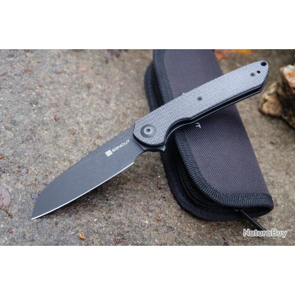 Couteau Sencut Kyril Black Lame Acier 9Cr18MoV Manche Micarta IKBS Linerlock Clip