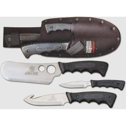 Smith & Wesso Set Couteaux Feu de Camp Lame en Acier Inox Manche en Caoutchouc Etui en Nylon