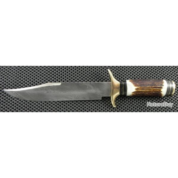 Poignard Bowie Damas lame de 256 couches V�ritable poign�e de Cerf