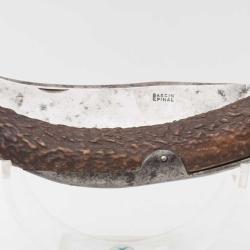 FORT COUTEAU PLIANT DE CHASSE CORNILLON CORNE DE CERF RESSORT &Agrave; PALANQUILLE BASCIN &Agrave; EPINAL - FRANCE