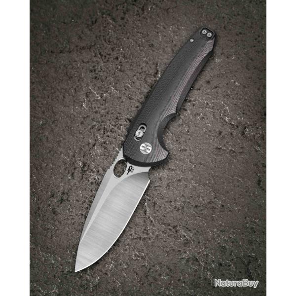 Couteau Bestech Noctar Lame Acier 14C28N Manche G10 Noir Button Lock IKBS BTKG66A