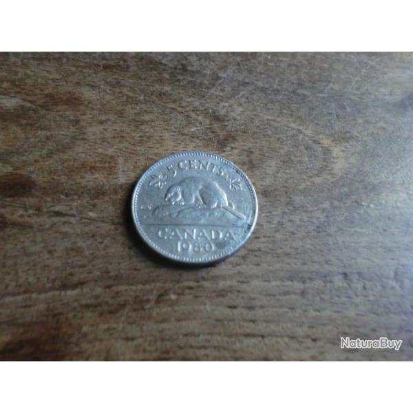 monnaie canada 5 cents  1980