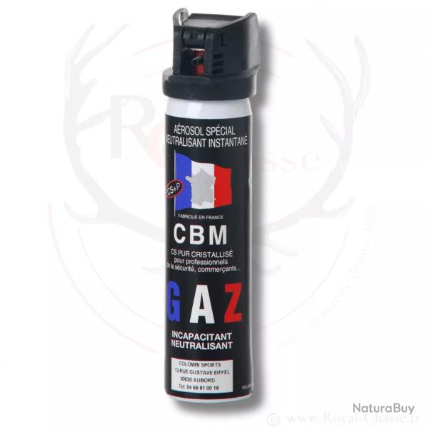 Bombe gaz d�fense CS capot clapet 75ML CBM