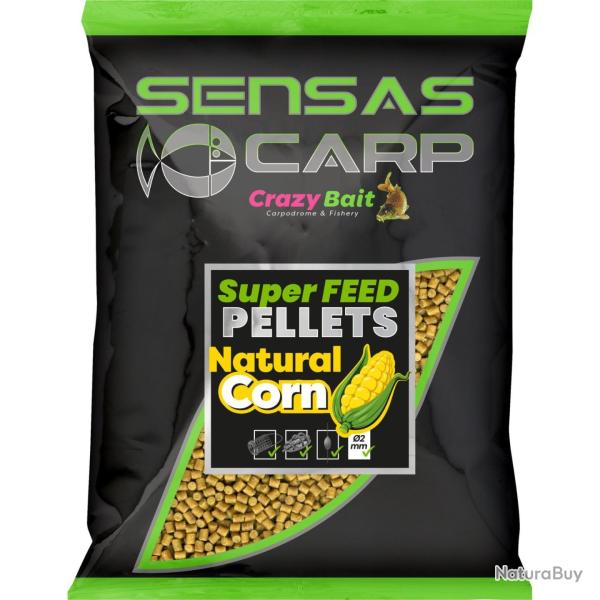 SENSAS SUPER FEED PELLETS NATURAL CORN 650GR SENSAS 4mm