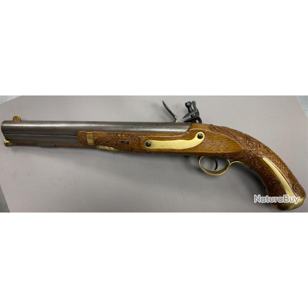 Rare :Pistolet Perdersoli  Harper's Ferry model 1807 ,�dition sp�ciale crosse grav�e �caille poisson