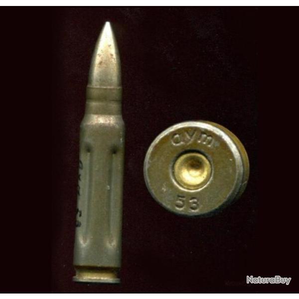 7.62 x 45 Tch�que - inerte de manipulation - �tui acier flut� - balle nickel - marquage : aym 53
