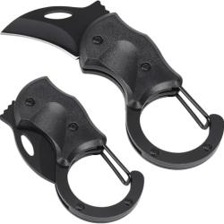 Mini Couteau de Poche Noir avec Mousqueton - Lame Inox Griffe, Id&eacute;al EDC, Camping & Petit Bricolage