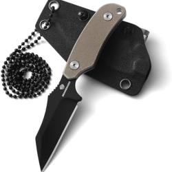 Couteau de Cou Wharncliffe Acier D2 & G10 - Full Tang, &Eacute;tui Kydex - Ultra Pr&eacute;cis, Id&eacute;al EDC/Bushcraf