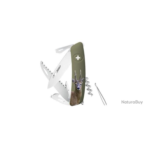 Couteaux suisses D05, olive, impression Chevreuil Swiza