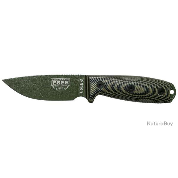 Couteaux fixes ESEE-3 - Lame Verte ESEE