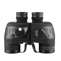 Jumelles Marines 10x50 IPX7 avec Boussole et T&eacute;l&eacute;m&egrave;tre FMC BAK4 Etanches avec Sac Sangle piles Noir