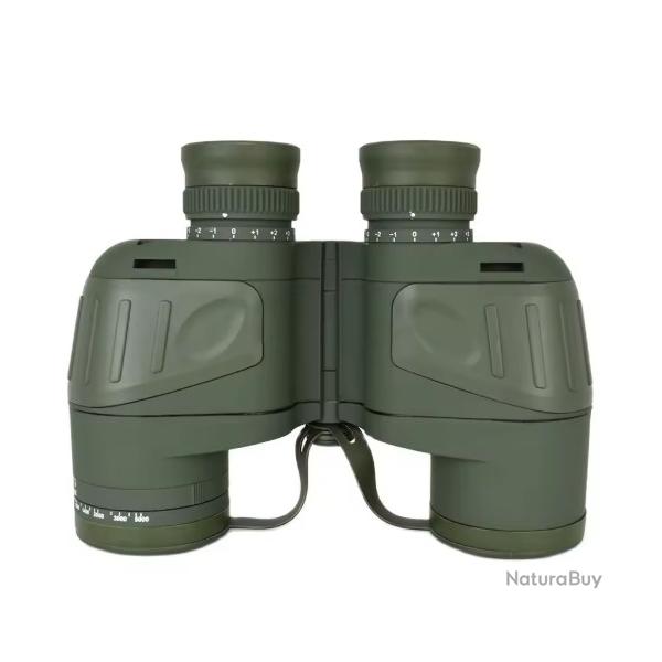 Jumelles Marines 10x50 IPX7 avec Boussole et T�l�m�tre FMC BAK4 Etanches avec Sac Sangle piles Vert