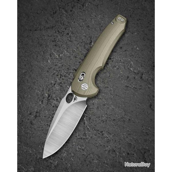 Couteau Bestech Noctar Lame Acier 14C28N Manche G10 OD Green Button Lock BTKG66B