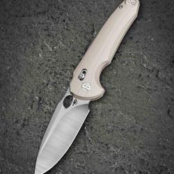 Couteau Bestech Noctar Lame Acier 14C28N Manche G10 Tan Button Lock BTKG66C