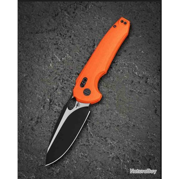 Couteau Bestech Noctar Lame Acier 14C28N Manche G10 Orange Crossbar Lock BTKG66D