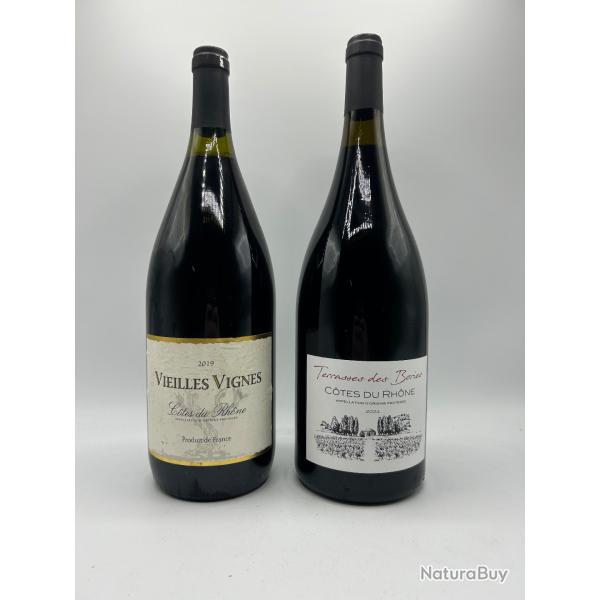 2019 Vieilles Vignes C�tes du Rh�ne et 2024 Terrasses des Bories C�tes du Rh�ne - 2 magnums