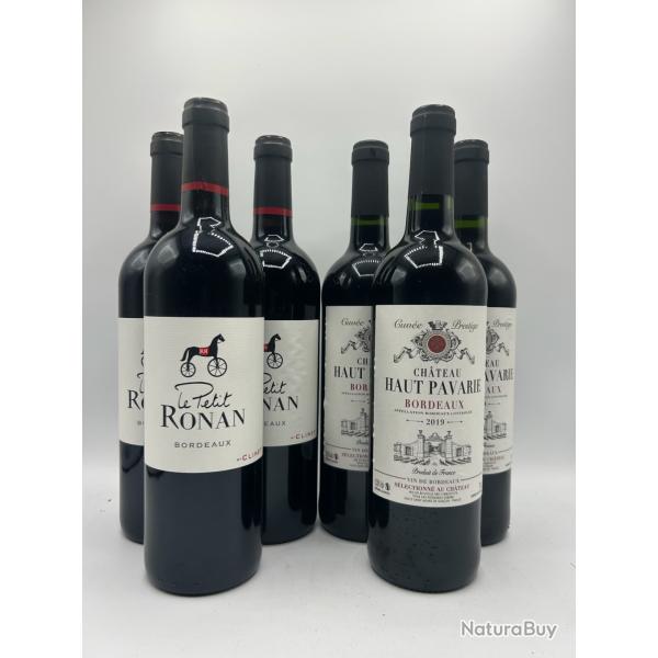 2019 Le petit Ronan Bordeaux Rouge et 2019 Ch�teau Pavarie Bordeaux Rouge - 6 Bouteilles