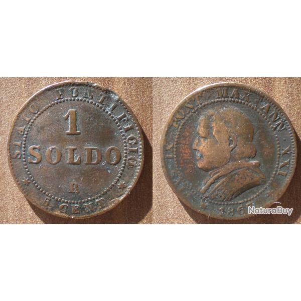 Vatican 1 Soldo 5 Centimes 1867 Pie IX Piece