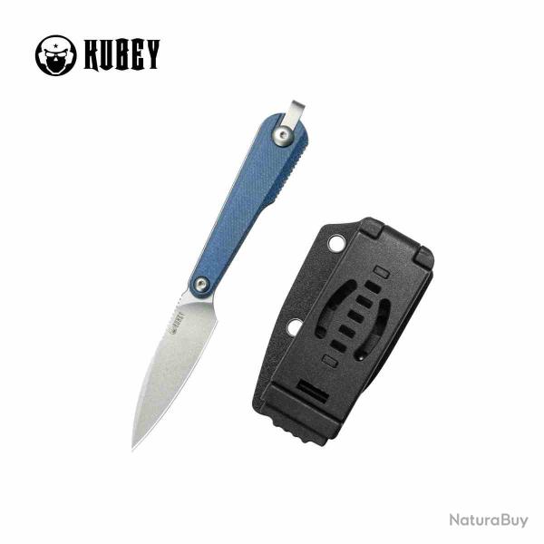 Couteau Kubey Yag Lame Acier 14C28N Manche Micarta Bleu Etui Kydex KUB452B