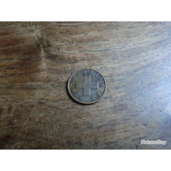 monnaie suisse 1 rappen  1952