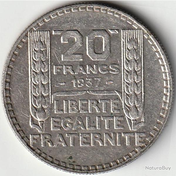 Pi�ce de Monnaie Argent France 20 francs Turin 1937-1