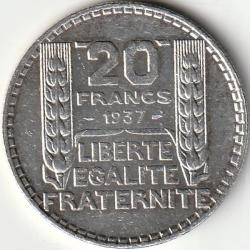Pi&egrave;ce de Monnaie Argent France 20 francs Turin 1937-2