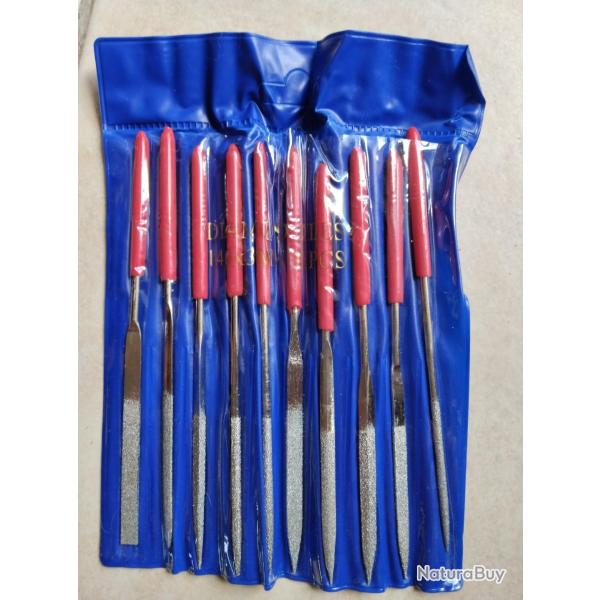 Jeu de 10 limes aiguille diamant�es diverses formes NEUVES
