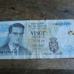 billet belgique 20 francs 15.06.64