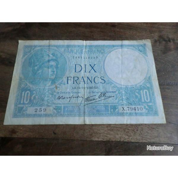 billet dix francs minerve  LS.14.11.1940 LS